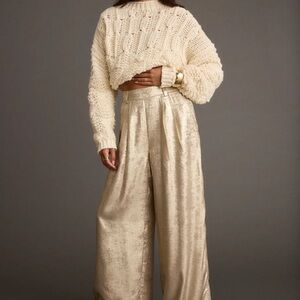 12th Tribe - Elegant Gold Wide-Leg Pants Size 10 / 12